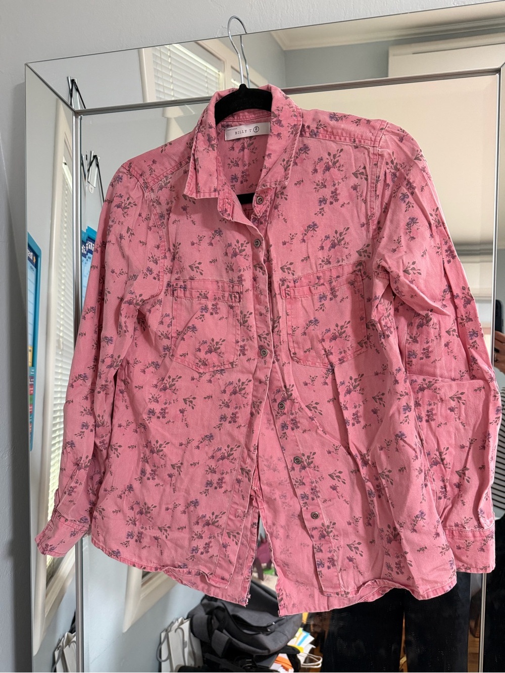 Billy T Pink Floral Button-Front Blouse